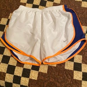 Nike White and Orange Athletic Shorts